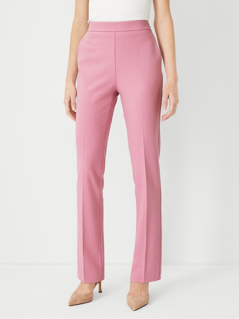 Ann Taylor Mauve Straight-Leg Dress Pants